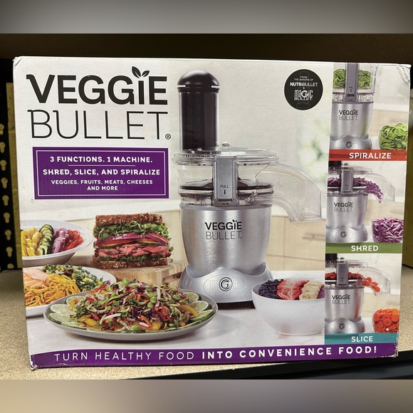 Veggie Bullet Other - Veggie Bullet 3-in-1 Food Processor - Spiralizer, Shredder & Slicer